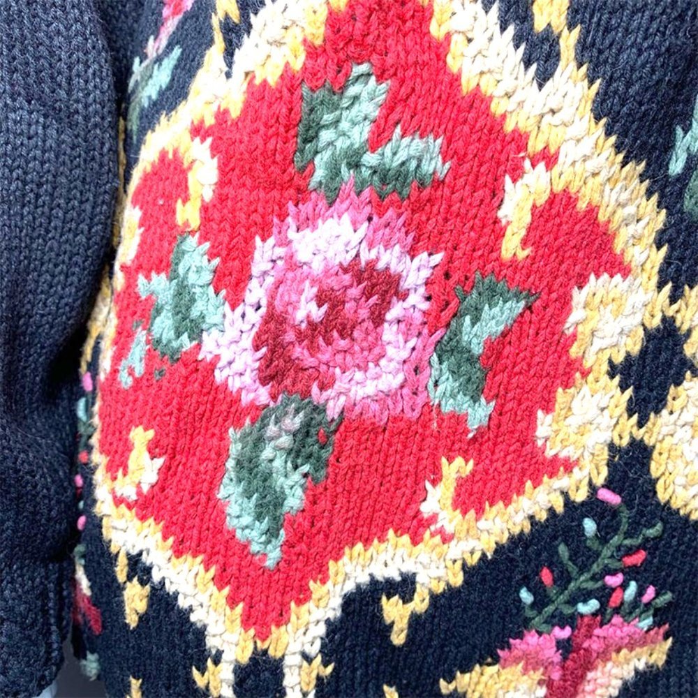 Vintage Patchwork Floral Statement Sweater - image 5